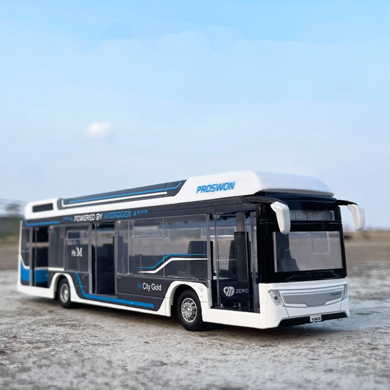 Luxe Nieuwe energie Elektrische Luchthaven Zakelijke Bus Legering Automodel Diecasts Metal City Tour Bus Model Geluid en Licht Kinderen Speelgoed Cadeau