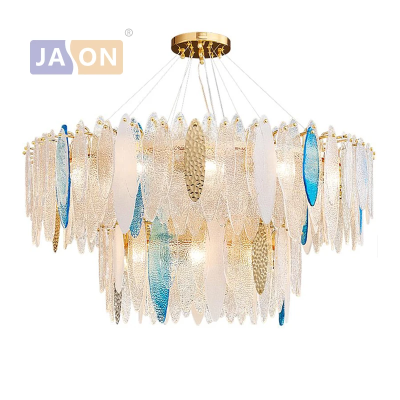Handcrafted Glass Post-modern Style Stainless Steel Glass Golden Designer Pendant Light Fixture For Illumination. Luminaire With