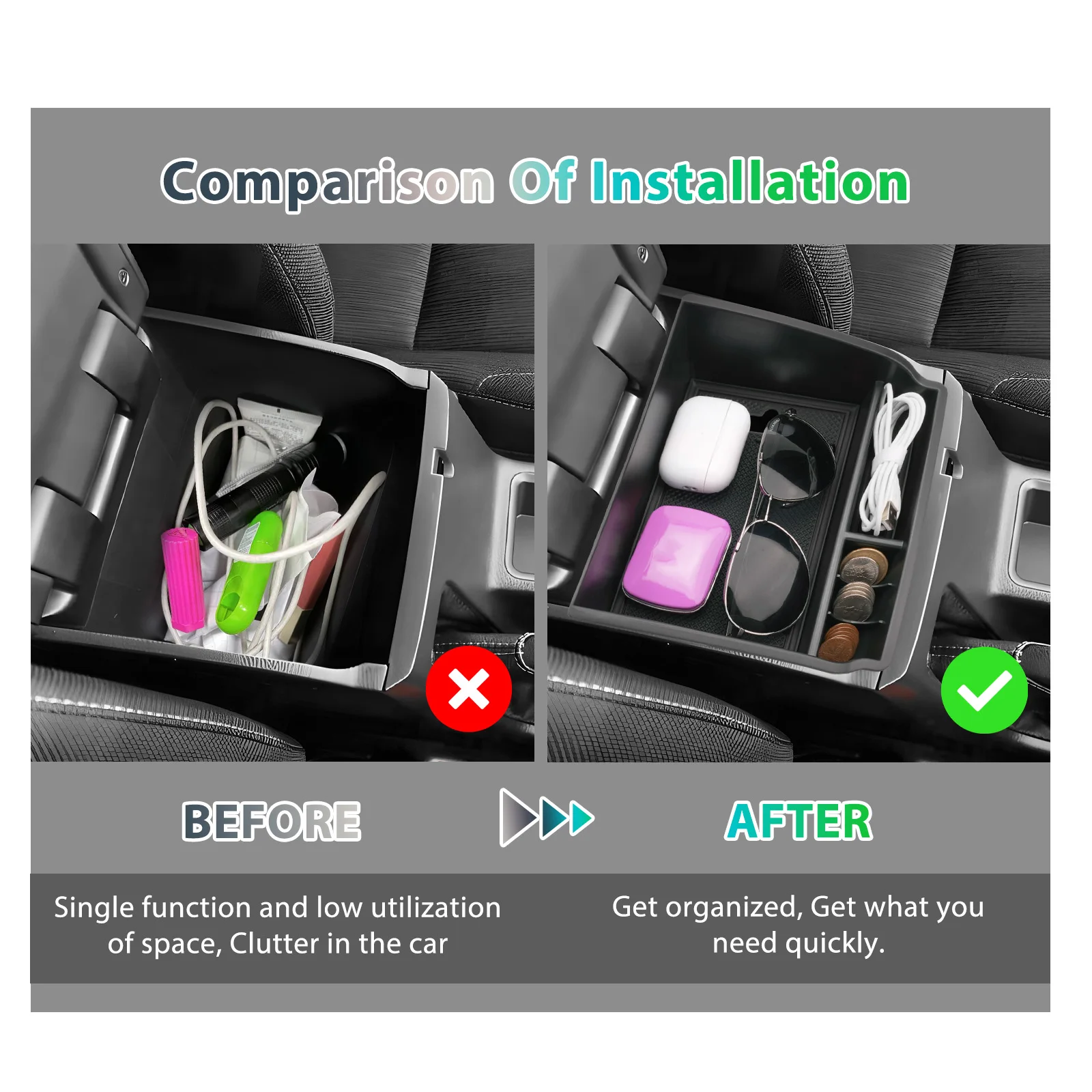 RUIYA für Toyota Hilux 2016-2025 2026 Auto Mittelkonsole Aufbewahrungsbox Auto-Innenraum Hilux Aufbewahrung Toyota Hilux 2026 Zubehör – Detail 2