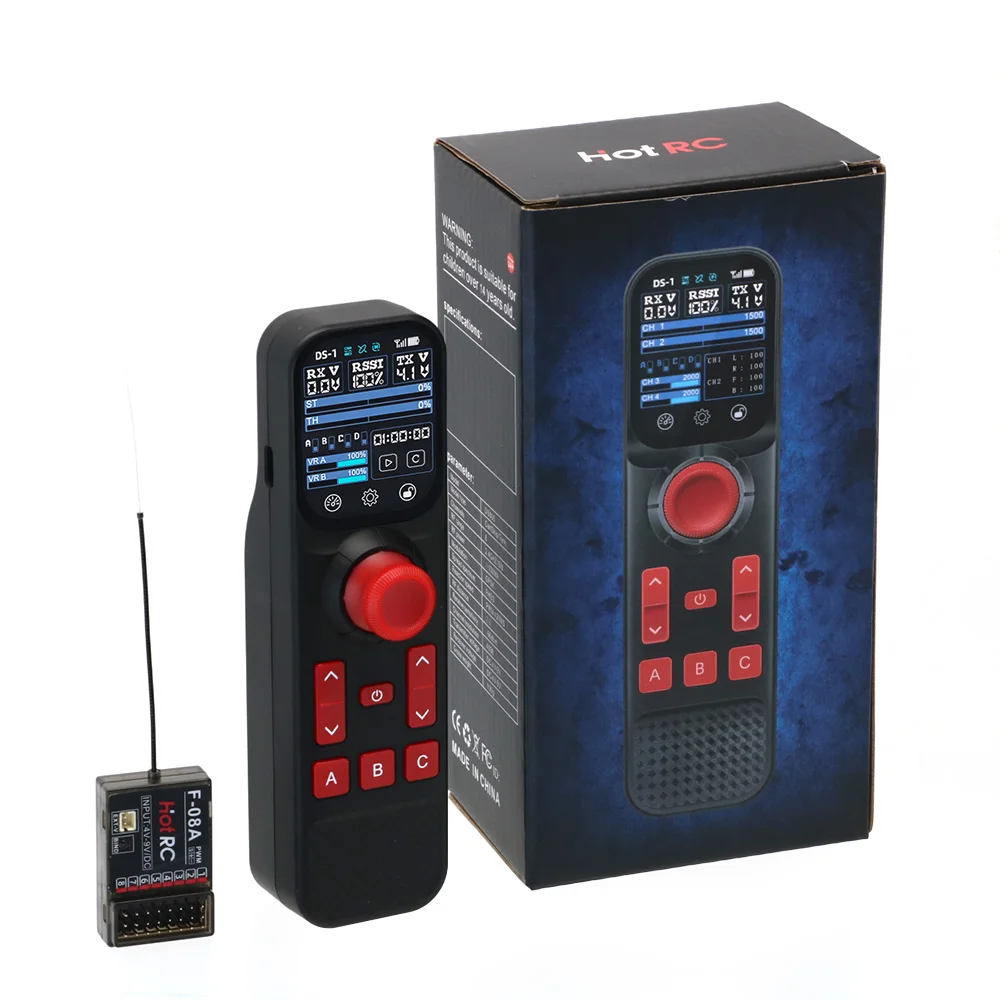 Hotrc DS-800 8CH 2.4GHz système Radio transmetteur télécommande 2 pouces écran tactile couleur avec récepteur F-08A pour bateau de voiture RC