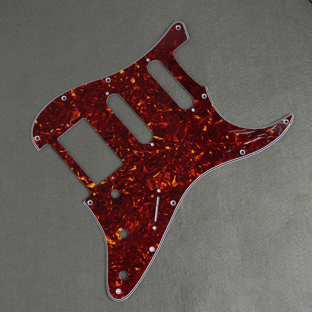 FLEOR Set of Red Tortoise SSH Guitar Pickguard HSS Back Plate 4Ply with Pickguard Screws for 11 Hole FD ST Guitar