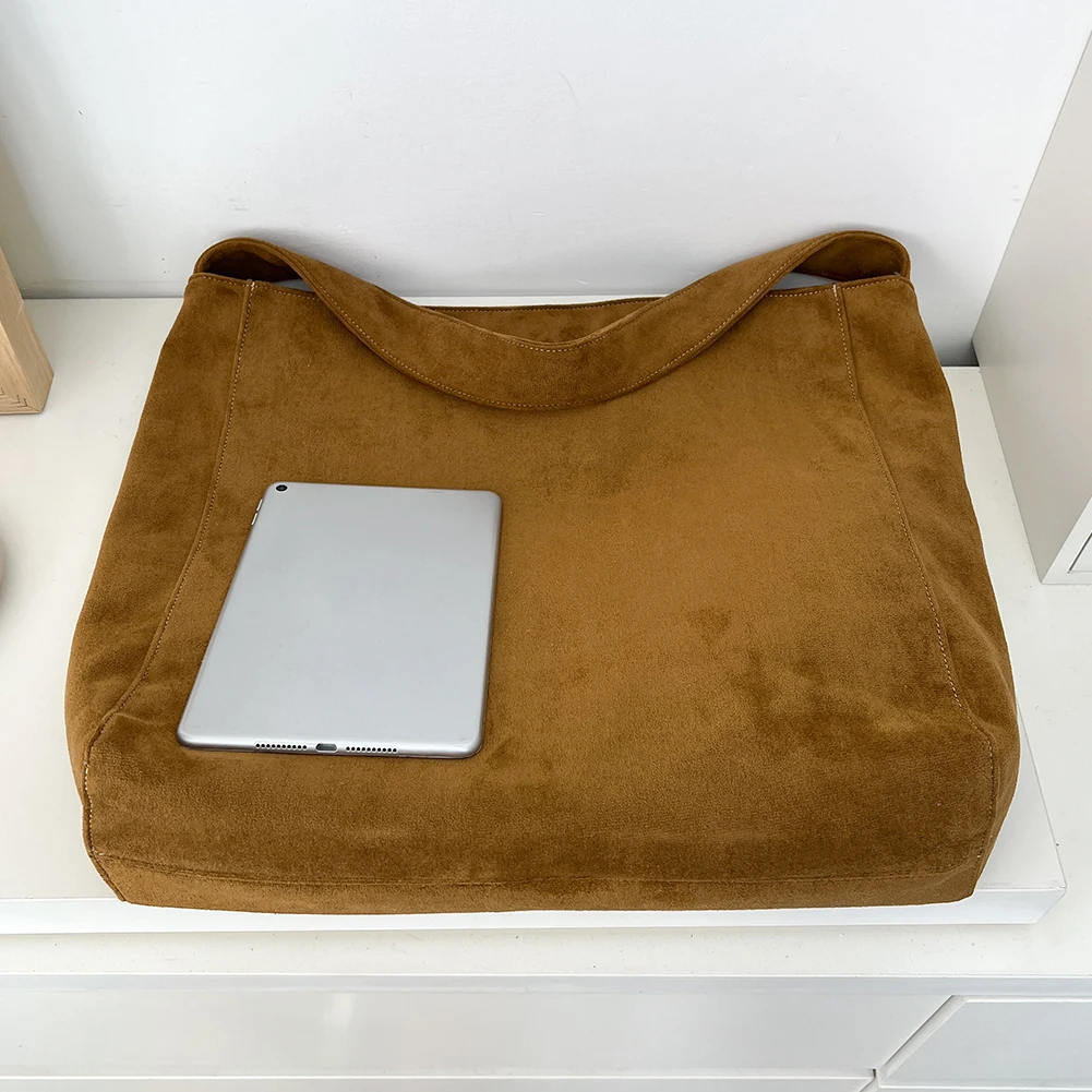 

Женская сумка на плечо из твидовой ткани, большая вместительная сумка в стиле ретро, классическая сумочка для повседневного использования в офисе, однотонная сумка-тоут