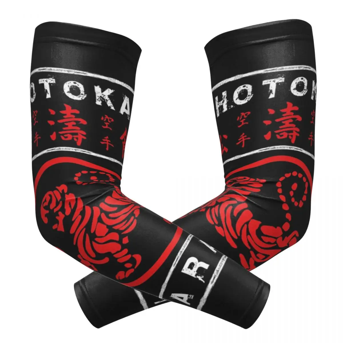 

Шотокан каратэ с белым текстом, уличные рукава, защита от солнца и ультрафиолета, летние велосипедные рукава с татуировкой