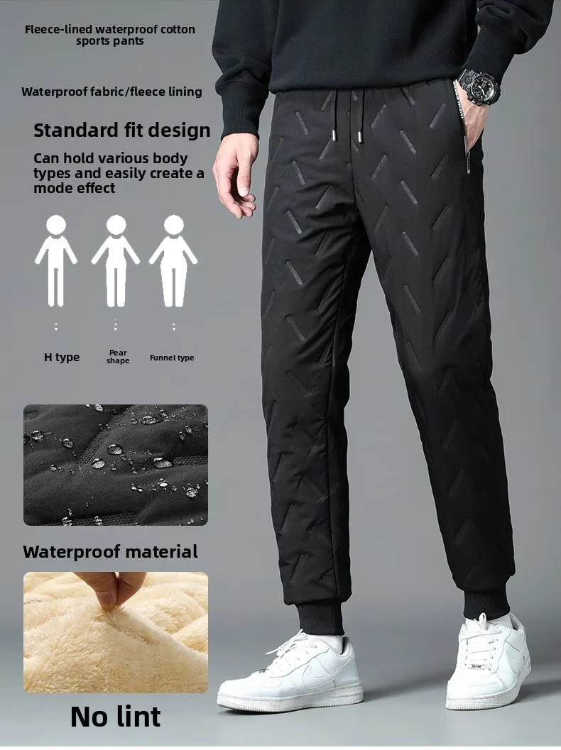 Luxus Marke männer Hosen Warme Plus Samt Verdickt Sport Winddicht Casual Hosen Große Größe Jogginghose Baggy – Detail 4
