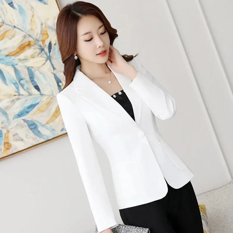 Women\'s Spring and Autumn Suit Coat 2025 New Korean Style Fashion Slim Short-Sleeved Casual Ladies\' Western Jacket Black White