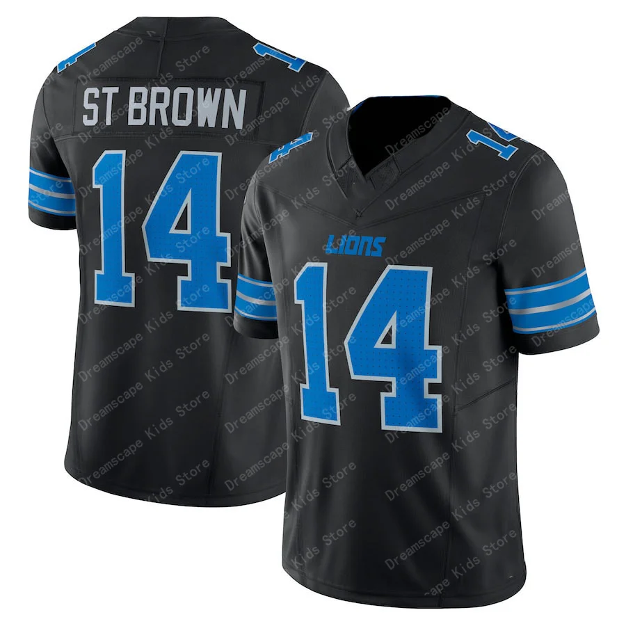 25 New Arriavl Summer Men T-shirt Amon-Ra St. Brown Detroit Lions No.14 Quick Drying Women Men T-Shirt Adult KID Jersey Kit Top