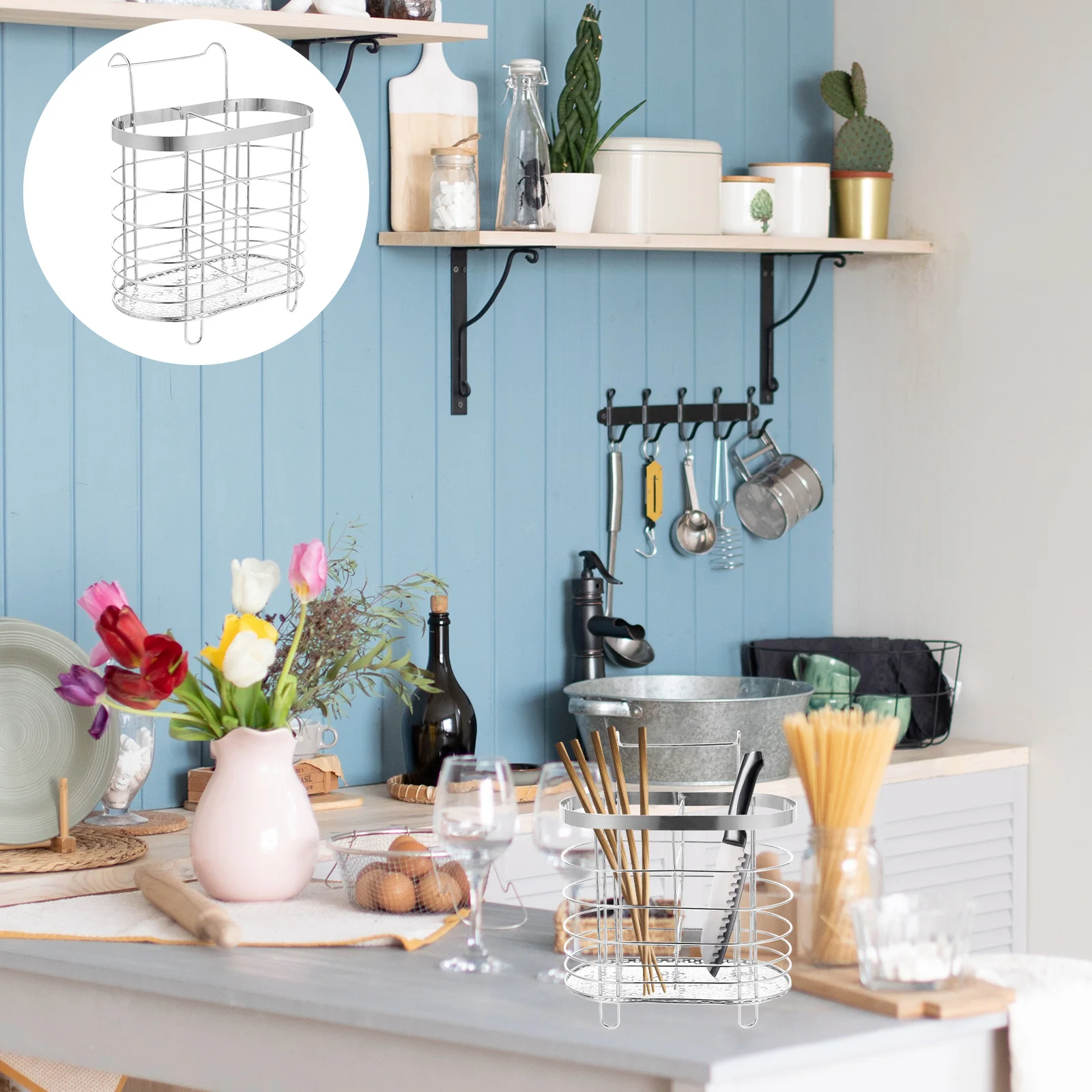 

Stainless Steel Holder Cutlery Drain Kitchen Chopsticks Container Cutlery Holder ganizer Silverware Rack