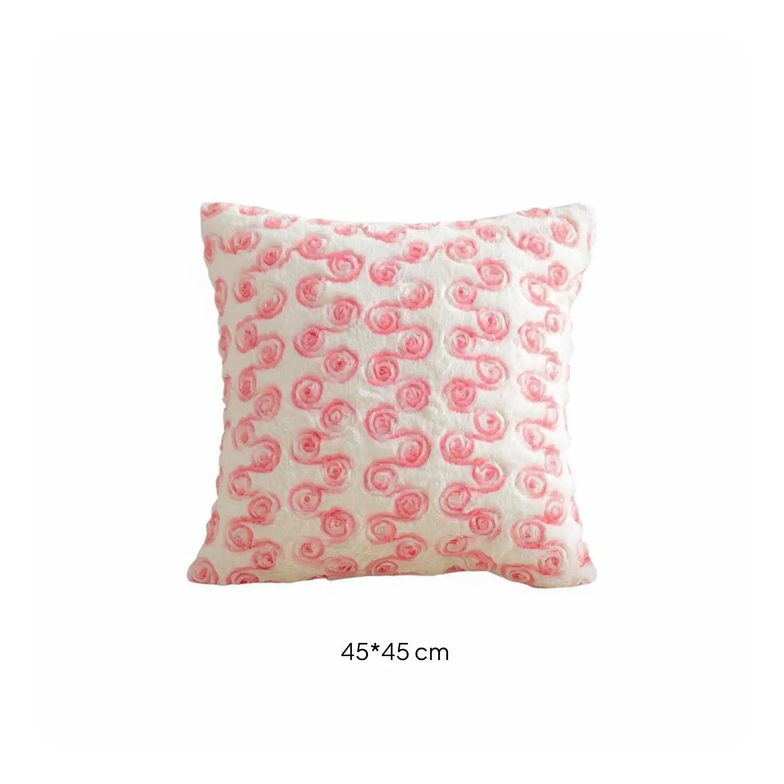 Fluffy Rabbit Plush Embroidered Pillow Cover 3D Floral Cushion Case Decorative Throw Pillow for Bedroom Living Room