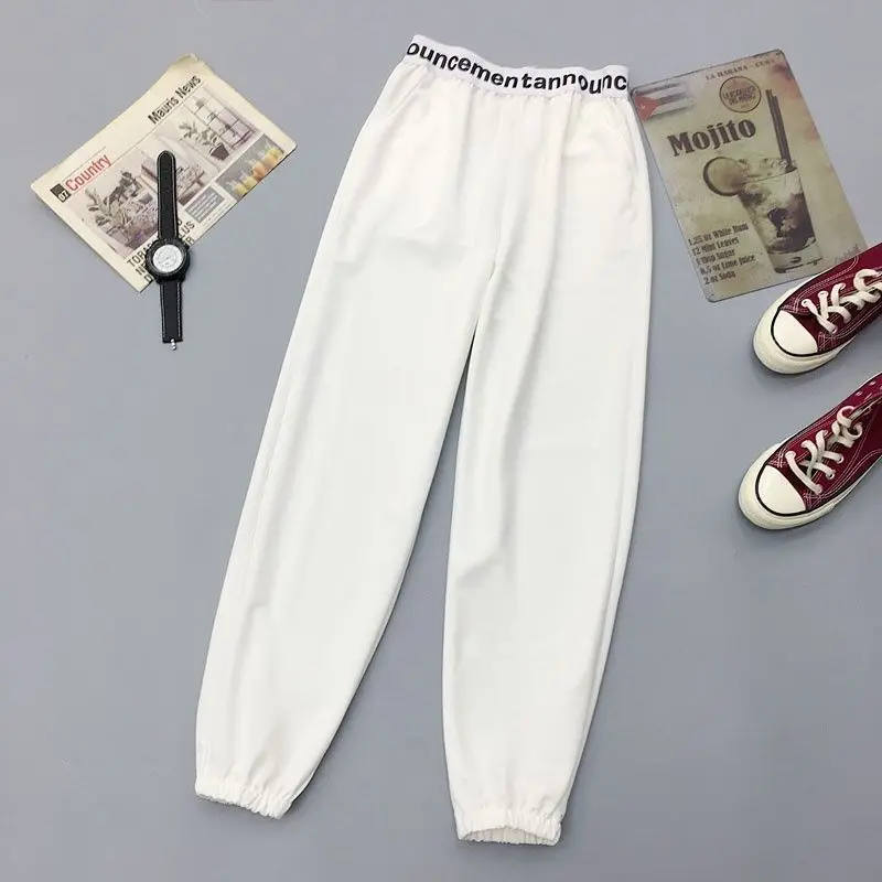 2026 Ins Popular Korean Style Loose Harem Sweatpants Women Spring Summer Slim Cuffed Pants