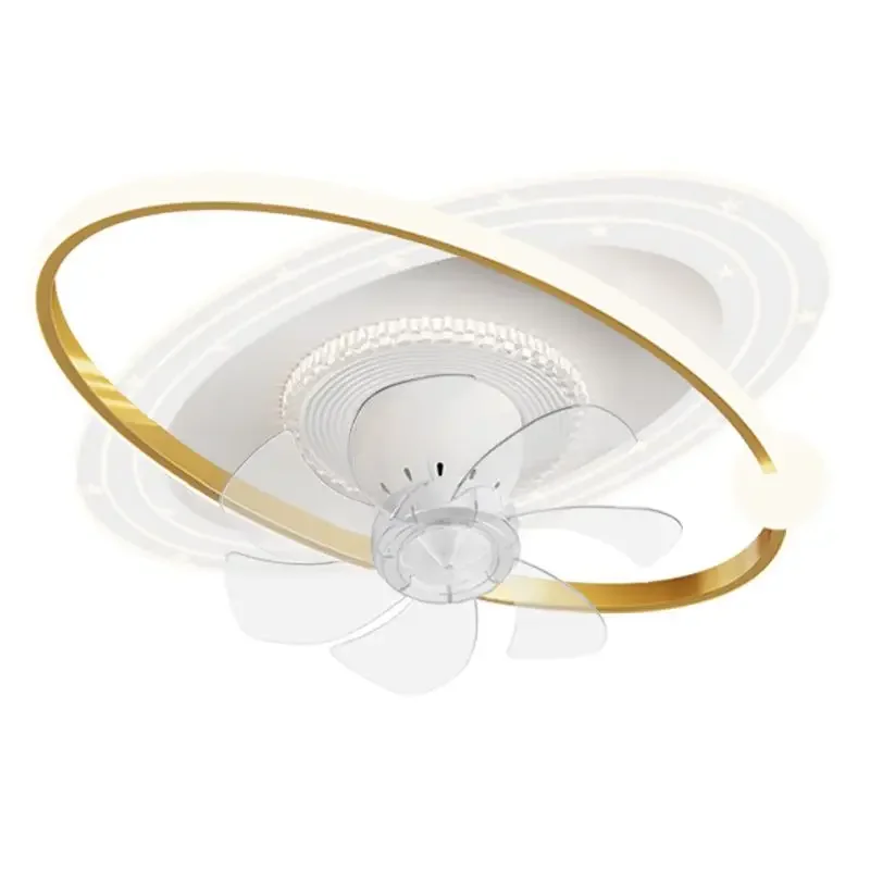 Bedroom fan light 360 degree shaking head offline voice ceiling light, ceiling fan