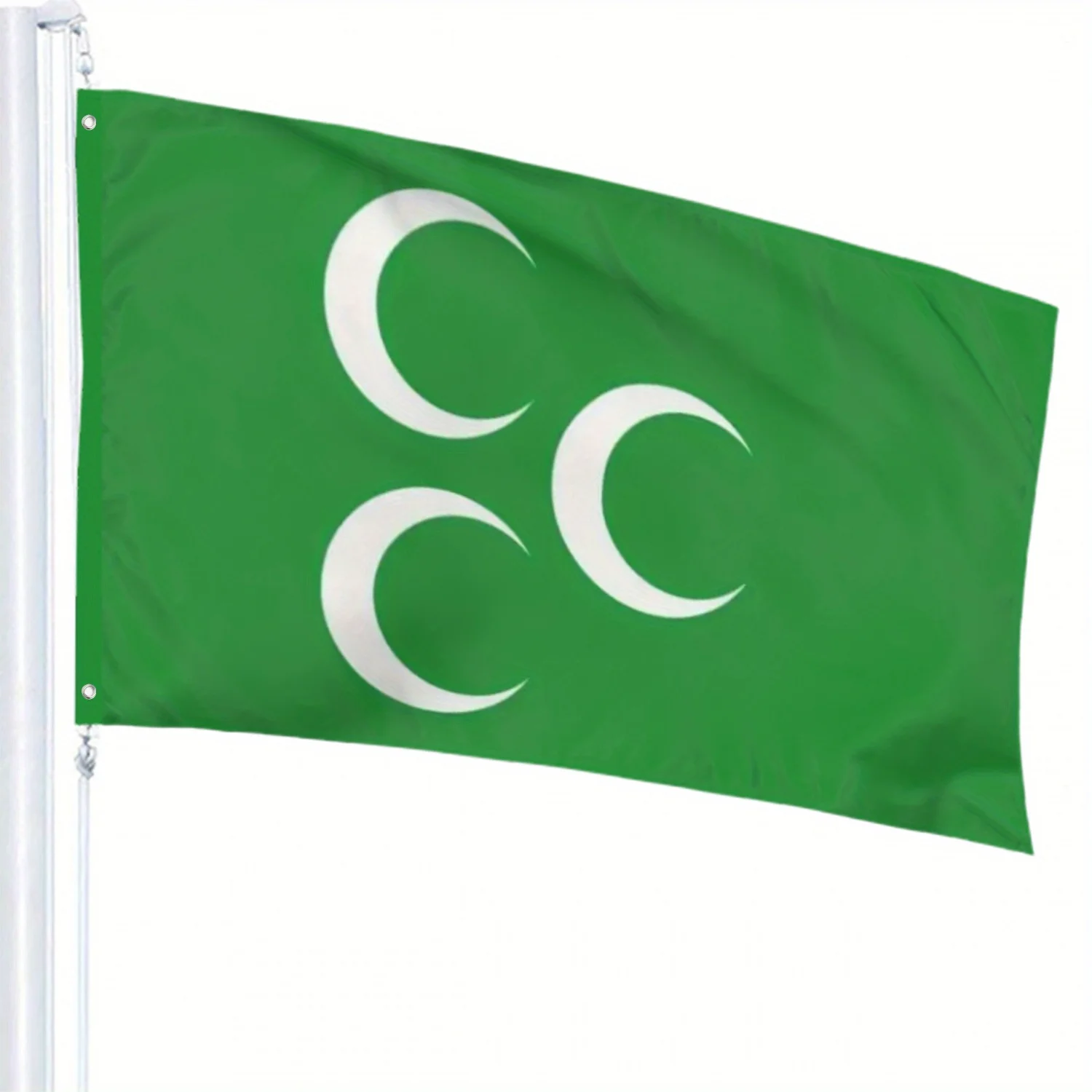 1pc Turkish Flag Single-Sided Turkish Crescent and Star Pattern, Green and White Color Scheme,Polyester Flag. No Flagpole.