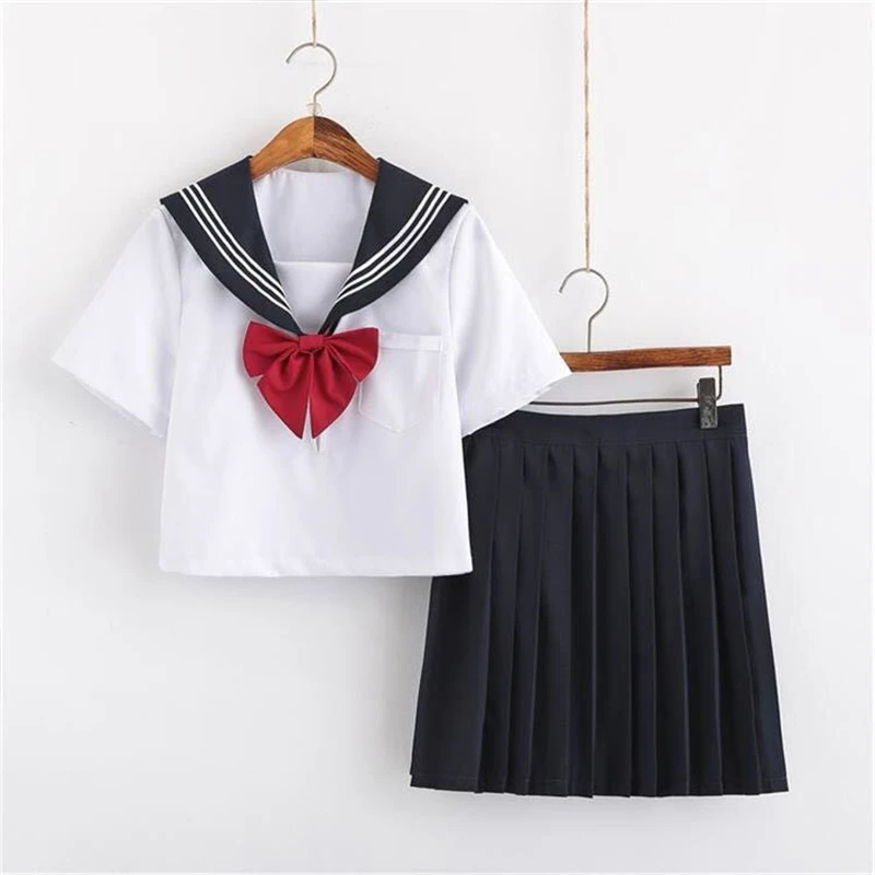 Japanese School Uniforms Sets Women Sailor Suits Summer Short Seeves Korean Students School Uniforms Class Clothes For Girls