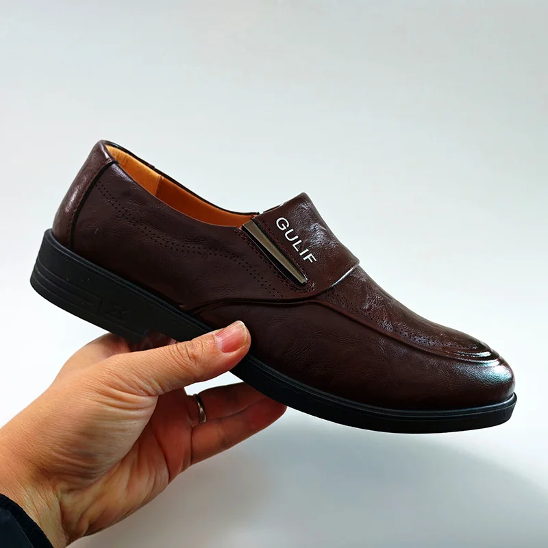 

Genuine Leather Shoes Mens Business Casual Shoes Office Slip-on Soft Loafers Comfortable Black Brown Brand Male Footwear DX979
