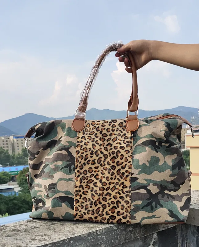 Striped leopard print flower weekend travel bag camouflage tote bag crossbody bag сумка дорожная мужская женская