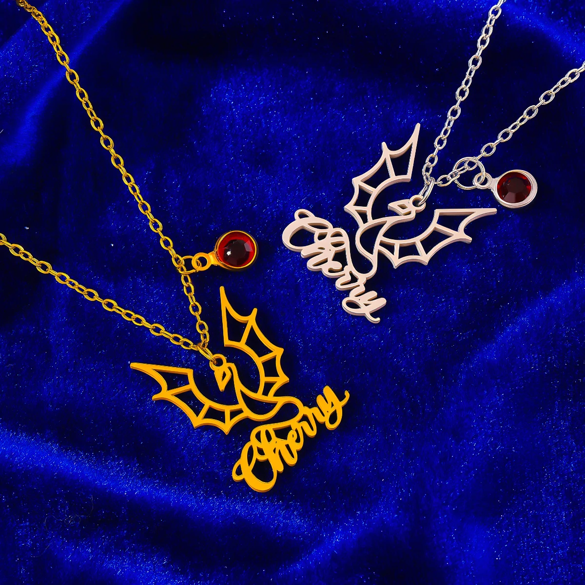 Customized Name Flying Dragon Stainless Steel Pterosaur Pendant Necklace for Women Men Lovers Party Jewelry Gift Choker