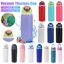 19oz 24oz 32oz Insulated Stainless Steel Water Bottle With Straw Thermos Cup Vacuum Flasks Car Water Bottle For Sports Travel