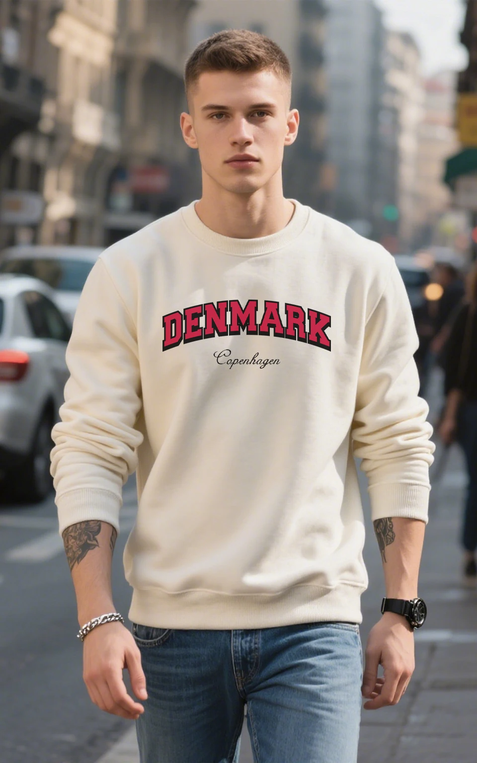 Дания Копенгаген Дизайн Мужская толстовка Повседневная уличная одежда с круглым вырезом Разноцветная модная одежда Флисовая мягкая одежда Осенние топы
