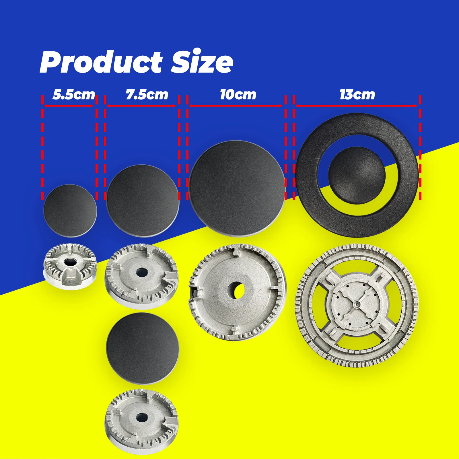 1 Set 5 tipi, Forno Piano cottura a gas Bruciatore Piatto Copertura del fuoco Corona Tappo di fiamma Bruciatore a gas Tappo di fiamma Adatto alla maggior parte dei bruciatori per stufa a gas Stufa SABAF