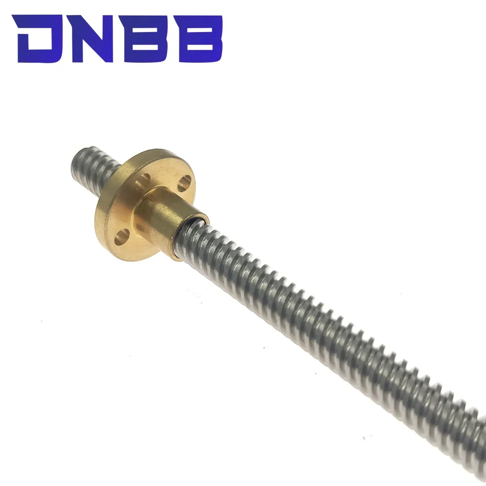 CNC 3D Printer T8 Lead Screw Pitch 2mm Lead 8mm 304 steel Length 300mm 350mm 400mm 450mm 500mm 600mm with Brass Nut For DIY