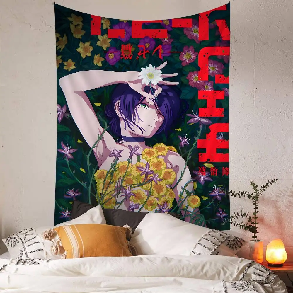 أنيمي C-منشار رجل R-Reze الكرتون نسيج الجدار الشنق الديكور ديكور المنزل المنزلي