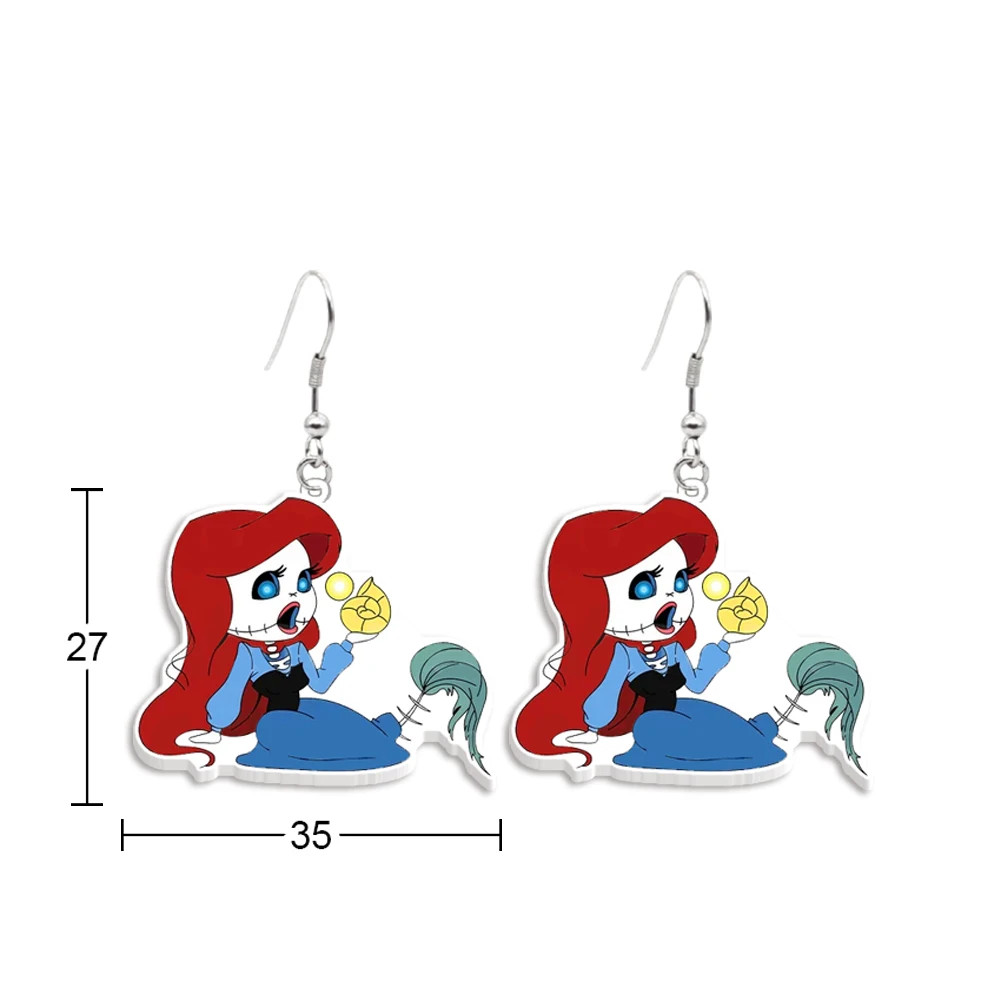 Boucle d'oreille découpée au laser en acrylique Disney Princess pour femmes et filles, cadeau spécial, accessoires de bijoux, crochet, fête d'Halloween, intéressant, mignon