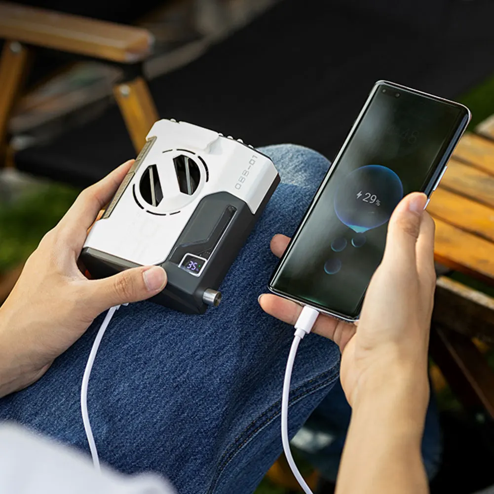 ポータブルウエストファン 充電式 5段階風量調節 ウェアラブルベルトファン LEDデジタルディスプレイ パーソナルボディファン 強力な風量 アウトドアワーク用