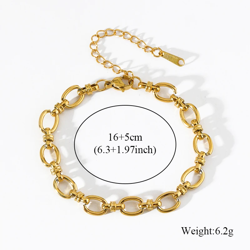 EILIECK 316L Edelstahl Goldfarben Kette Statement Halskette Armband für Damen Charm Einfacher Schmuck Bijoux Schmuckset Geschenk – Detail 7