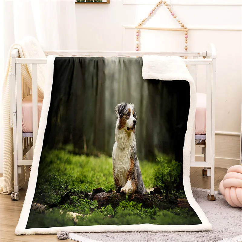 

Dogs And Scenery Winter Home Blanket Thick Warm Winter Bed Blankets Office Nap Shawl Sofa Cover Fluffy Bedspread On The Bed