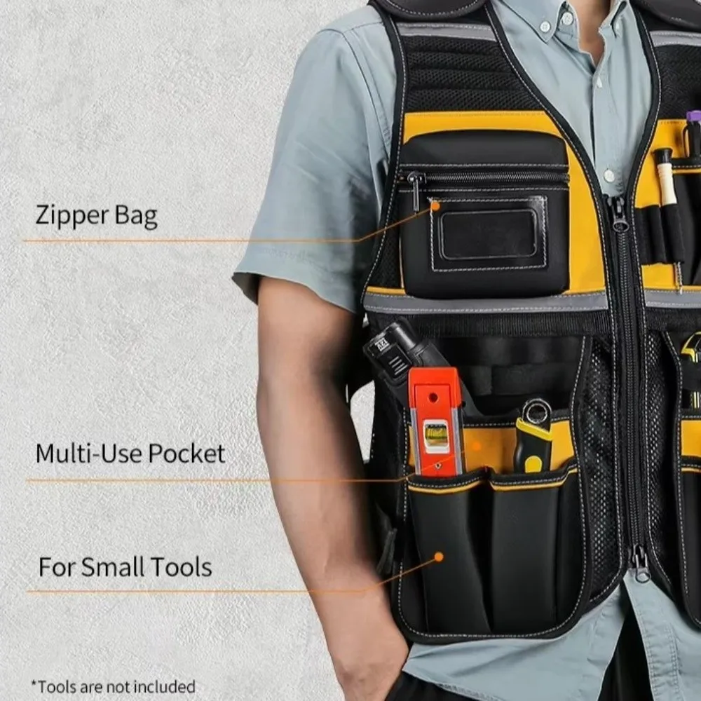 

Толстый жилет для хранения инструментов электрика, портативный держатель для сумки с несколькими карманами, водонепроницаемая сумка для хранения инструментов с регулируемым ремешком