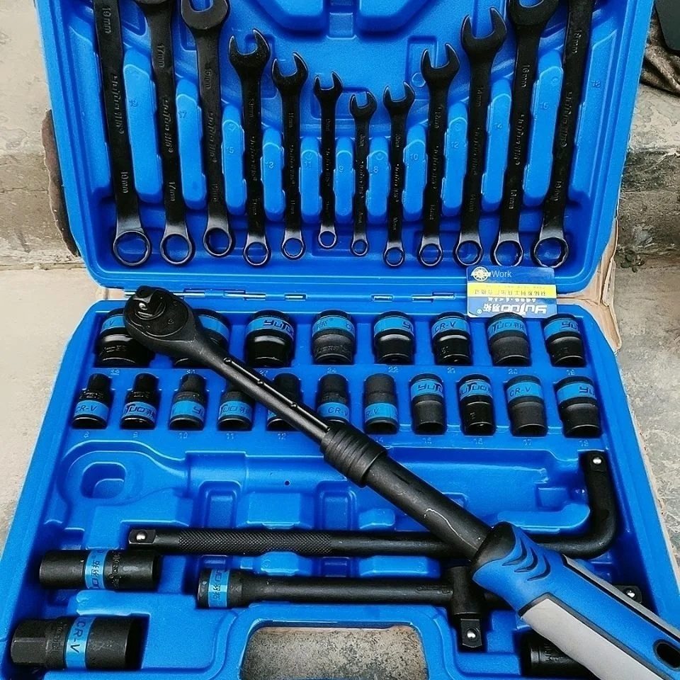38-Piece Pneumatic Multi-Function Ratchet Wrench Hexagon Socket Set Car Fast Full Base Dezhu With 1-Year Warranty
