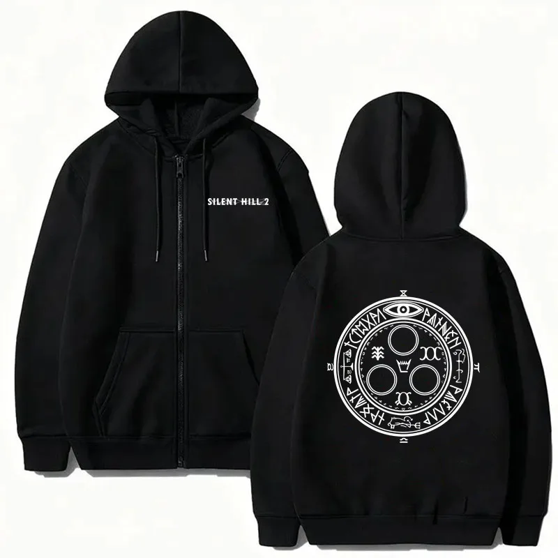 Silent Hill Game Print Reißverschluss-Hoodies für Damen und Herren, Herbst-Winter, lässig, hochwertige Mode, Y2K Reißverschluss-Pullover, Sweatshirts – Detail 2