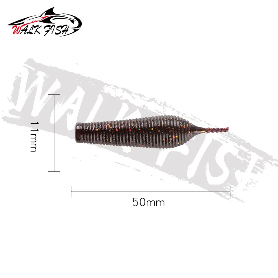 WALK FISH 6 uds 5cm 2,5g aguja flotante TPR Swimbait cola gusano de plástico suave señuelo de pesca de carpa cebo de lubina Artificial Wobblers