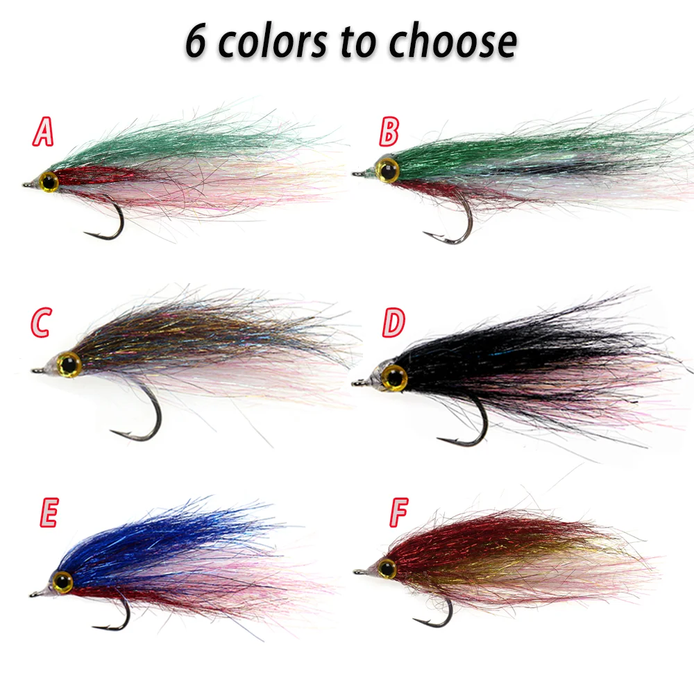 Vampfly Wounded Ice Dub Minnow Flies Slowly Sinking Carbon Steel Hook Bait Fishing Flies For Bass Trout Saltwater Fishing Lure