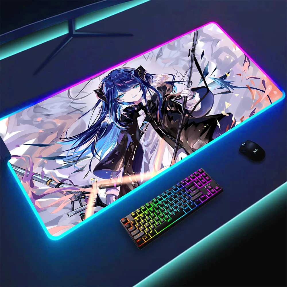 

RGB игровой коврик для мыши arknight 900x400 мм, красочный светящийся аниме большой коврик для мыши со светодиодной подсветкой, игровой коврик для клавиатуры, Настольный коврик, резиновые прокладки