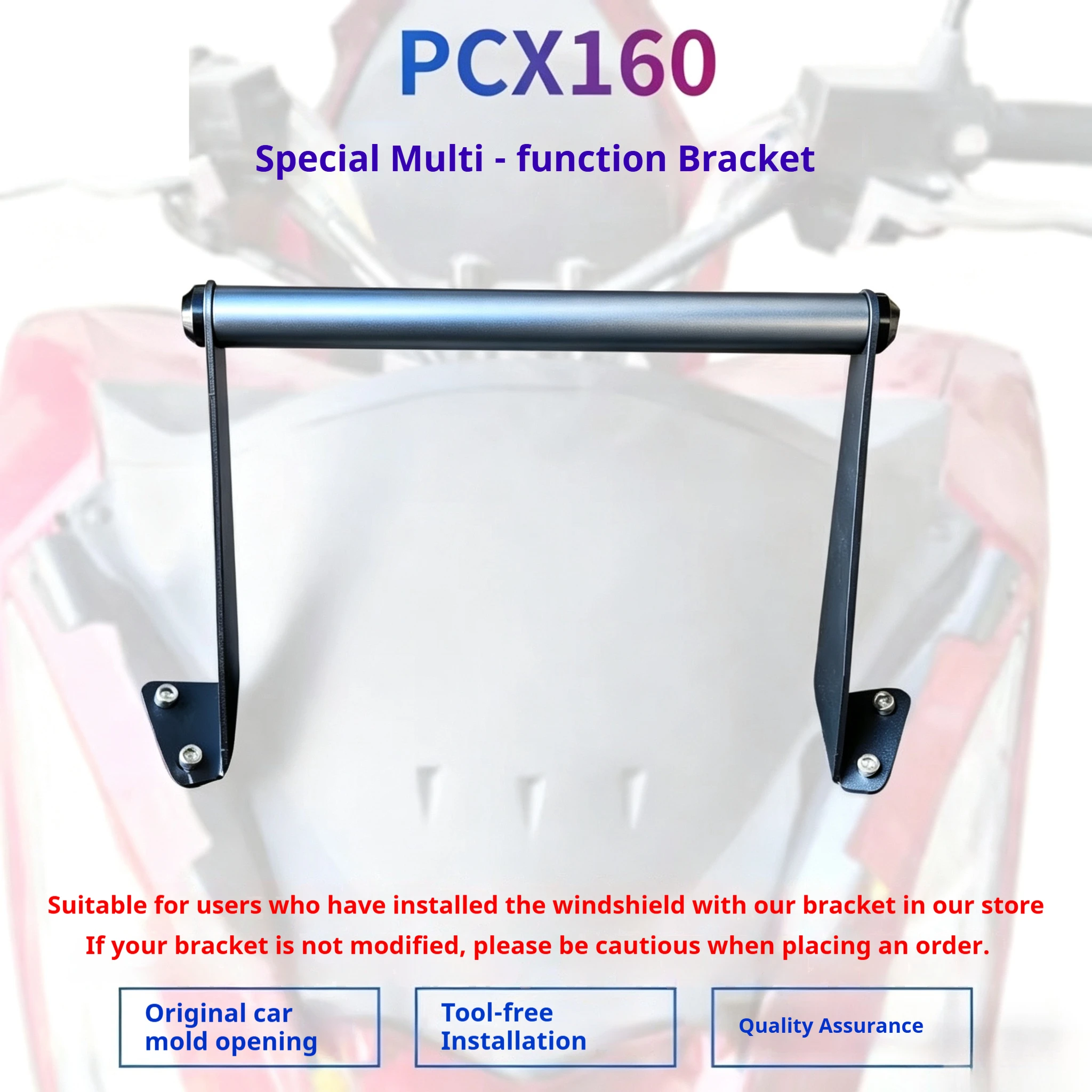 Carbon Fiber Multi‑Function Extension Crossbar Phone GPS Holder Bracket Fit Honda PCX160 Maxi Scooter Modification Accessories