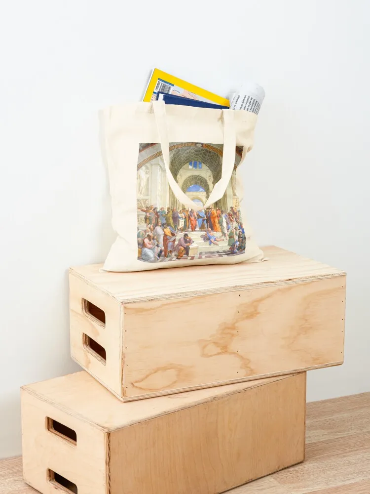 School of Athens featuring Plato & Aristotle by Raphael, Italian fresco Tote Bag Canvas bag Gift bags