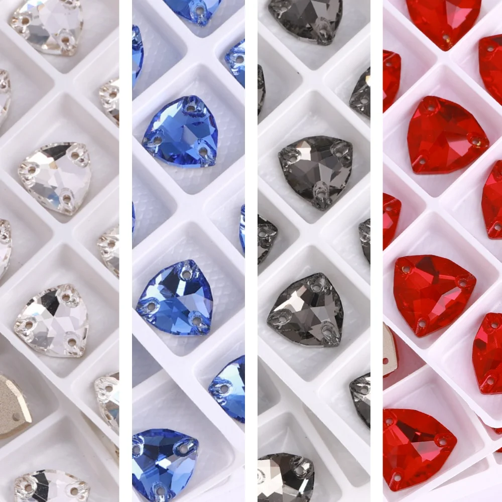 

QIIY Fat Trilliant 12X12MM 16X16MM 22X22MM Various Colors Glass Sewing Rhinestones Flatback Crystal For Clothes Decoration