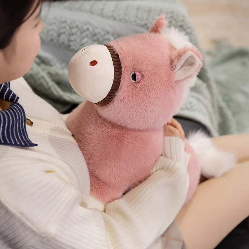 25 ~ 45 cm kleine pony knuffel paard kussen gevuld fuzzy bruin roze wit kawaii dier kussen woondecoratie cadeau