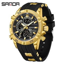 Fashion Sanda Brand 6162 Men's Electronic Creative Sports Waterproof Luminous Chronograph Pointer Digital Dual Display Watches