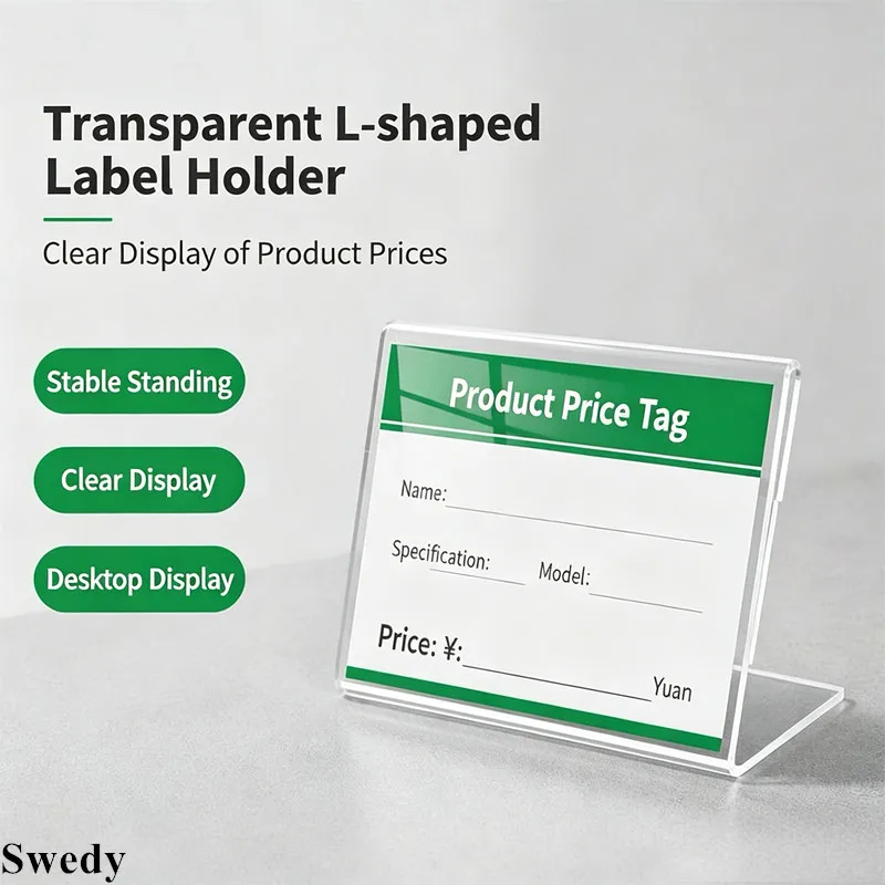30 Pieces 12x8cm Clear Acrylic Sign Holder Display Stand Menu Label Paper Poster Frame Stick Plastic Price Label Card Holder