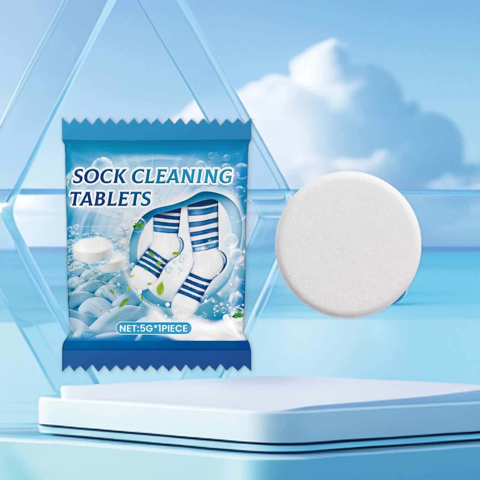 Sock Cleaning Tablets - Yellowing Removal, Stain Cleaning, Softening, Multi-Functional Care, Deep Cleansing and Odor Elimination