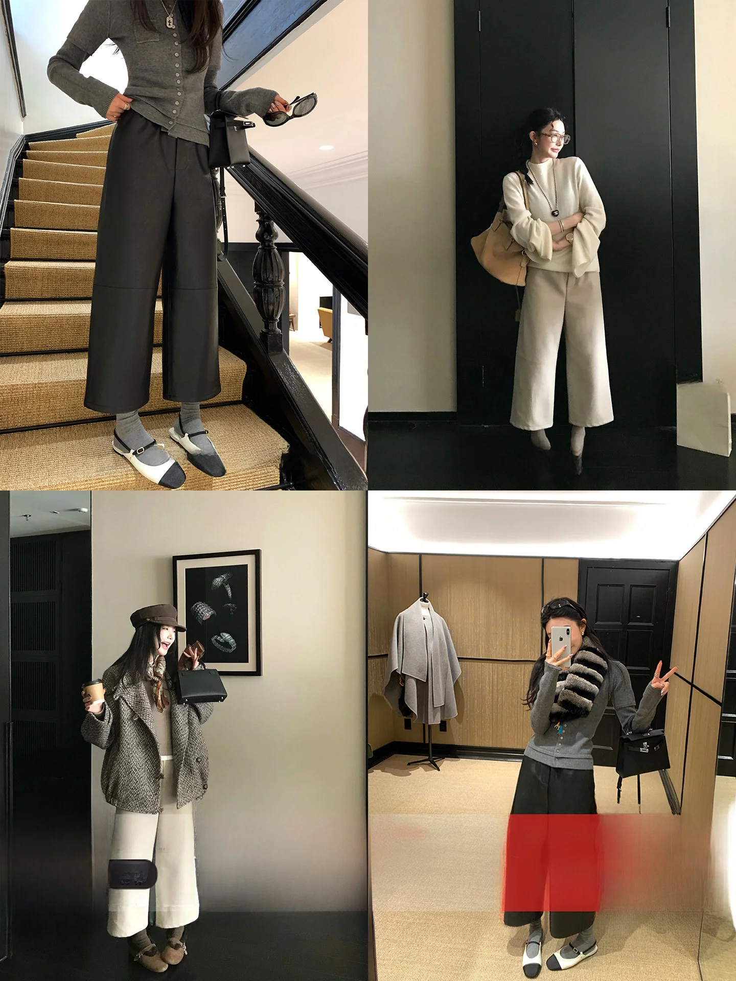 

Fashionable Leather PU Pants Low Waist Straight Leg Nine Points Elastic Waist Vintage Commute Style Pure Color Loose Fit Ladies