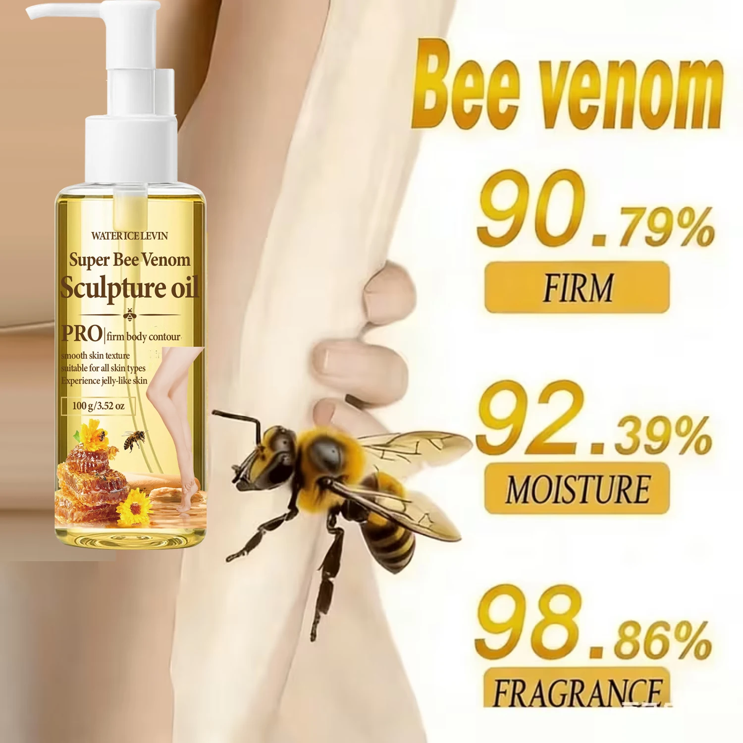 Bee Venom & Hyaluronic Acid Body Oil with Niacinamide, Firming Moisturizing Smoothing Oil for All Skin Types 100g