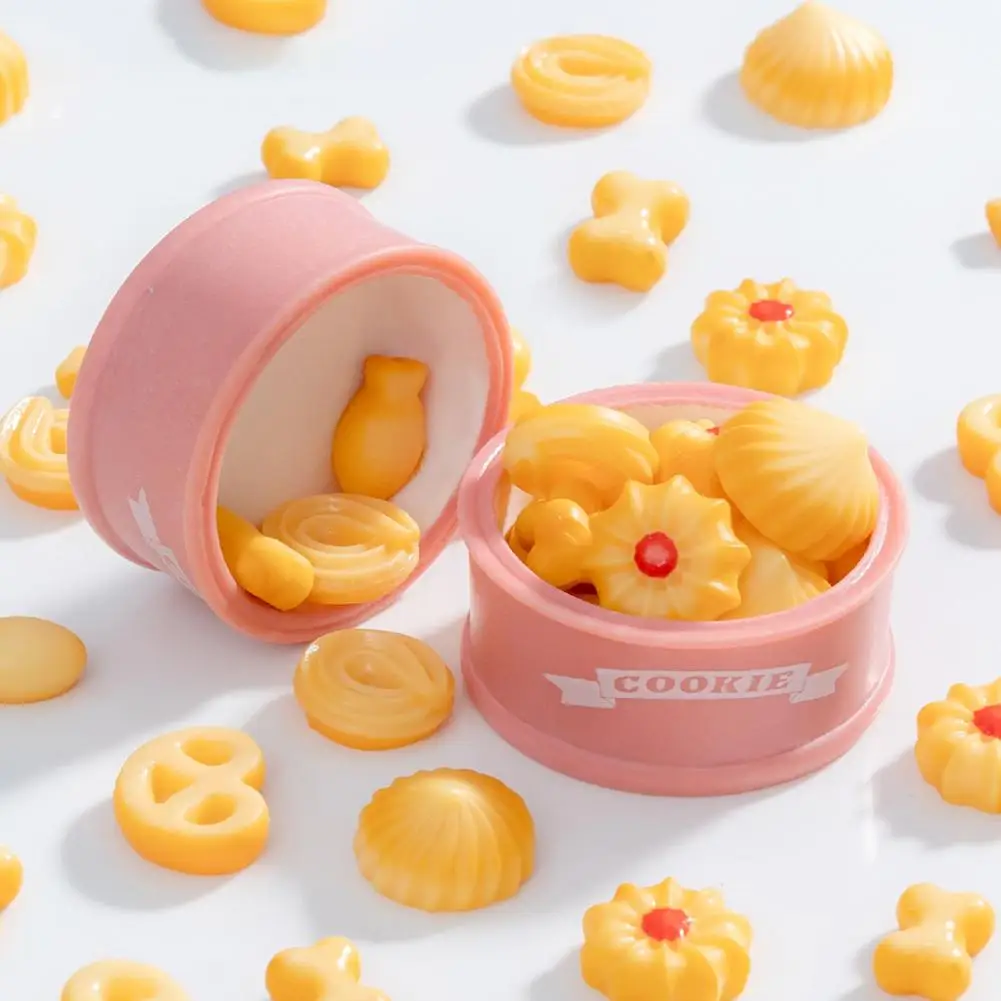 

1/12 Mini Butter Cookies Model Miniature Cookie Jar Food Model Cookie Jar Set Simulated Cookies Mini Cookie Jar Tiny Food Decor