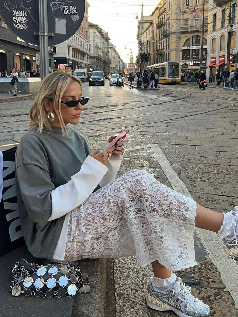 Women Sexy Sheer Lace Maxi Skirts Female Summer Boho See Through Bodycon Long Skirts for Party Club Streetwear Y2K Fairy Clothes