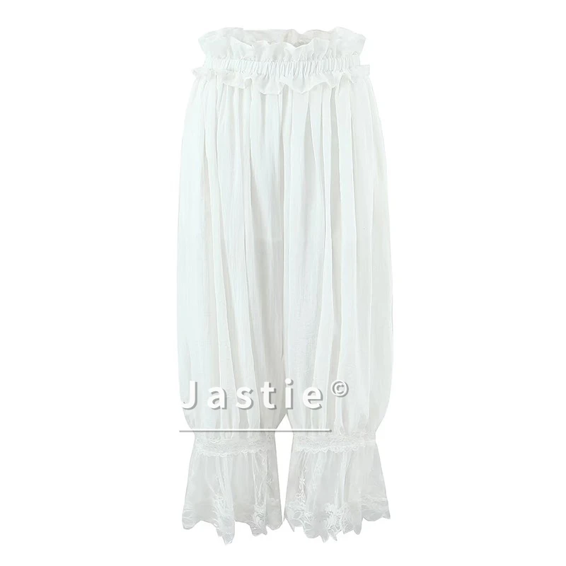 セクシーなレースのパッチワーク、伸縮性のあるウエストの白いブルマパンツ、女性用、2026年ホリデーカジュアル、ゆったりとした夏のズボン