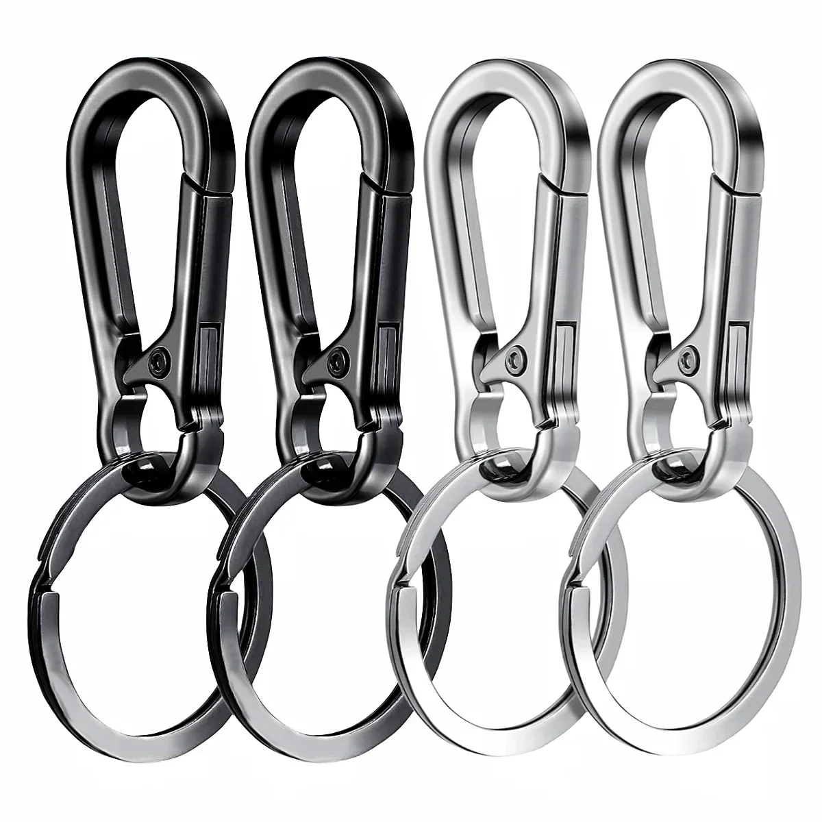 4Pcs Metal Carabiner Keychain Clips, Key Holder Organizer Hook for Car Keys Finder Ring Durable Keyring