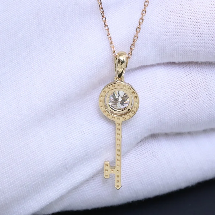 1 Karaat Moissanite Diamant 14K Roségouden Ketting Geel Goud Hanger Moissanite Mode Sieraden Kettingen Voor Vrouwen