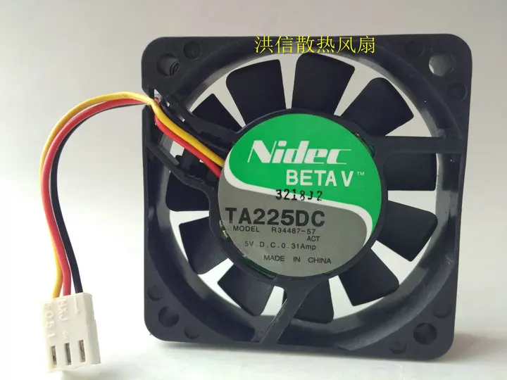 Free shipping original Nidec TA225DC R34487-57 DC5V 0.31A 6cm axial flow 3-wire cooling fan