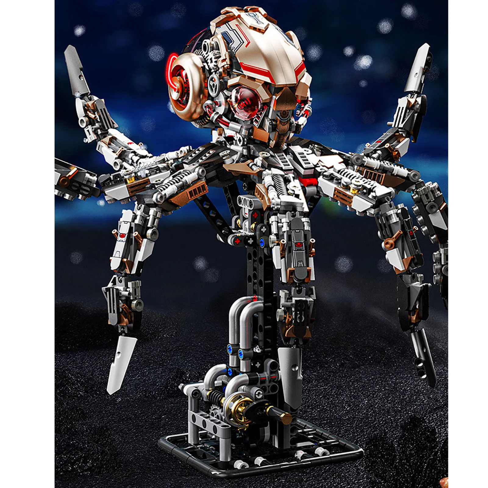 【New】Mechanical Octopus Building Block Set 1768 Pieces Movable Octopus Building Set with Light for Adults Kids